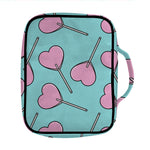 Pink Heart Lollipop Pattern Print Front Pocket Bible Bag