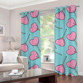 Pink Heart Lollipop Pattern Print Grommet Curtains