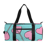 Pink Heart Lollipop Pattern Print Gym Bag