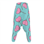 Pink Heart Lollipop Pattern Print Hammer Pants