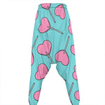 Pink Heart Lollipop Pattern Print Hammer Pants