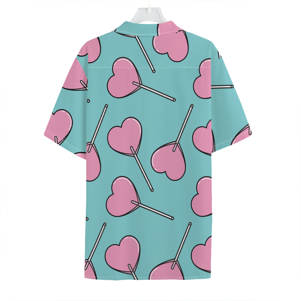 Pink Heart Lollipop Pattern Print Hawaiian Shirt