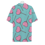 Pink Heart Lollipop Pattern Print Hawaiian Shirt