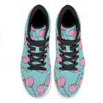 Pink Heart Lollipop Pattern Print High Top Leather Sneakers