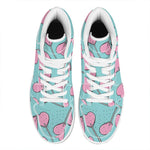 Pink Heart Lollipop Pattern Print High Top Leather Sneakers