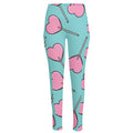 Pink Heart Lollipop Pattern Print High-Waisted Pocket Leggings