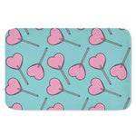 Pink Heart Lollipop Pattern Print Indoor Door Mat