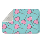 Pink Heart Lollipop Pattern Print Indoor Door Mat