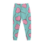 Pink Heart Lollipop Pattern Print Jogger Pants