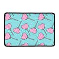 Pink Heart Lollipop Pattern Print Kitchen Mat