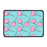 Pink Heart Lollipop Pattern Print Kitchen Mat