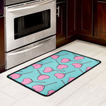 Pink Heart Lollipop Pattern Print Kitchen Mat