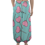 Pink Heart Lollipop Pattern Print Lantern Pants