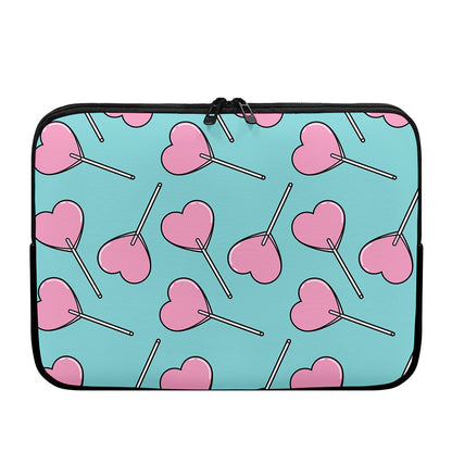 Pink Heart Lollipop Pattern Print Laptop Sleeve