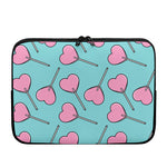 Pink Heart Lollipop Pattern Print Laptop Sleeve
