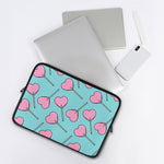 Pink Heart Lollipop Pattern Print Laptop Sleeve