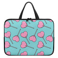 Pink Heart Lollipop Pattern Print Laptop Sleeve With Handle