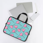 Pink Heart Lollipop Pattern Print Laptop Sleeve With Handle
