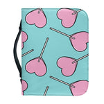 Pink Heart Lollipop Pattern Print Leather Bible Cover