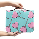 Pink Heart Lollipop Pattern Print Leather Bible Cover