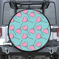 Pink Heart Lollipop Pattern Print Leather Spare Tire Cover