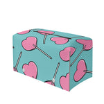 Pink Heart Lollipop Pattern Print Leather Tissue Box Cover