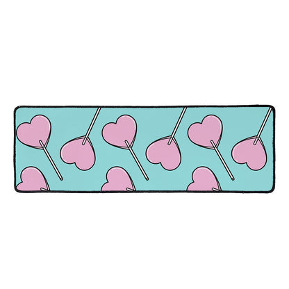 Pink Heart Lollipop Pattern Print Long Kitchen Mat