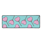Pink Heart Lollipop Pattern Print Long Kitchen Mat