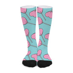 Pink Heart Lollipop Pattern Print Long Socks
