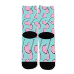 Pink Heart Lollipop Pattern Print Long Socks
