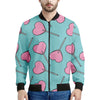 Pink Heart Lollipop Pattern Print Men's Bomber Jacket