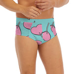 Pink Heart Lollipop Pattern Print Men's Briefs