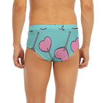 Pink Heart Lollipop Pattern Print Men's Briefs