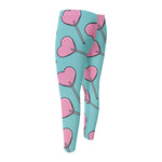 Pink Heart Lollipop Pattern Print Men's Compression Pants