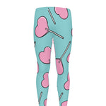 Pink Heart Lollipop Pattern Print Men's leggings