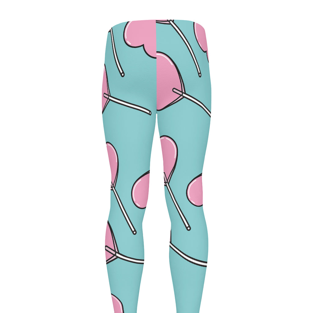 Pink Heart Lollipop Pattern Print Men's leggings