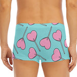 Pink Heart Lollipop Pattern Print Men's Short Boxer Briefs