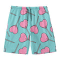 Pink Heart Lollipop Pattern Print Men's Swim Trunks
