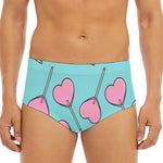 Pink Heart Lollipop Pattern Print Men's Triangle Swim Briefs