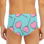 Pink Heart Lollipop Pattern Print Men's Triangle Swim Briefs