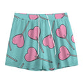 Pink Heart Lollipop Pattern Print Mesh Shorts