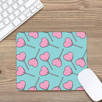 Pink Heart Lollipop Pattern Print Mouse Pad