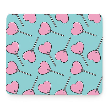 Pink Heart Lollipop Pattern Print Mouse Pad