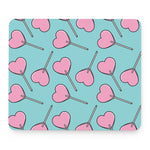 Pink Heart Lollipop Pattern Print Mouse Pad