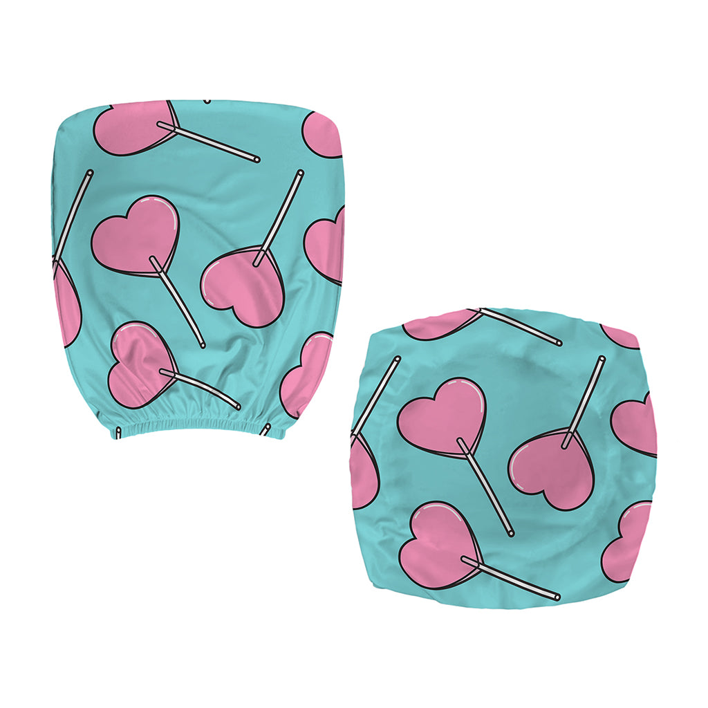 Pink Heart Lollipop Pattern Print Office Chair Cover