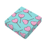 Pink Heart Lollipop Pattern Print Outdoor Seat Cushion Cover