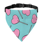 Pink Heart Lollipop Pattern Print Over The Collar Dog Bandana