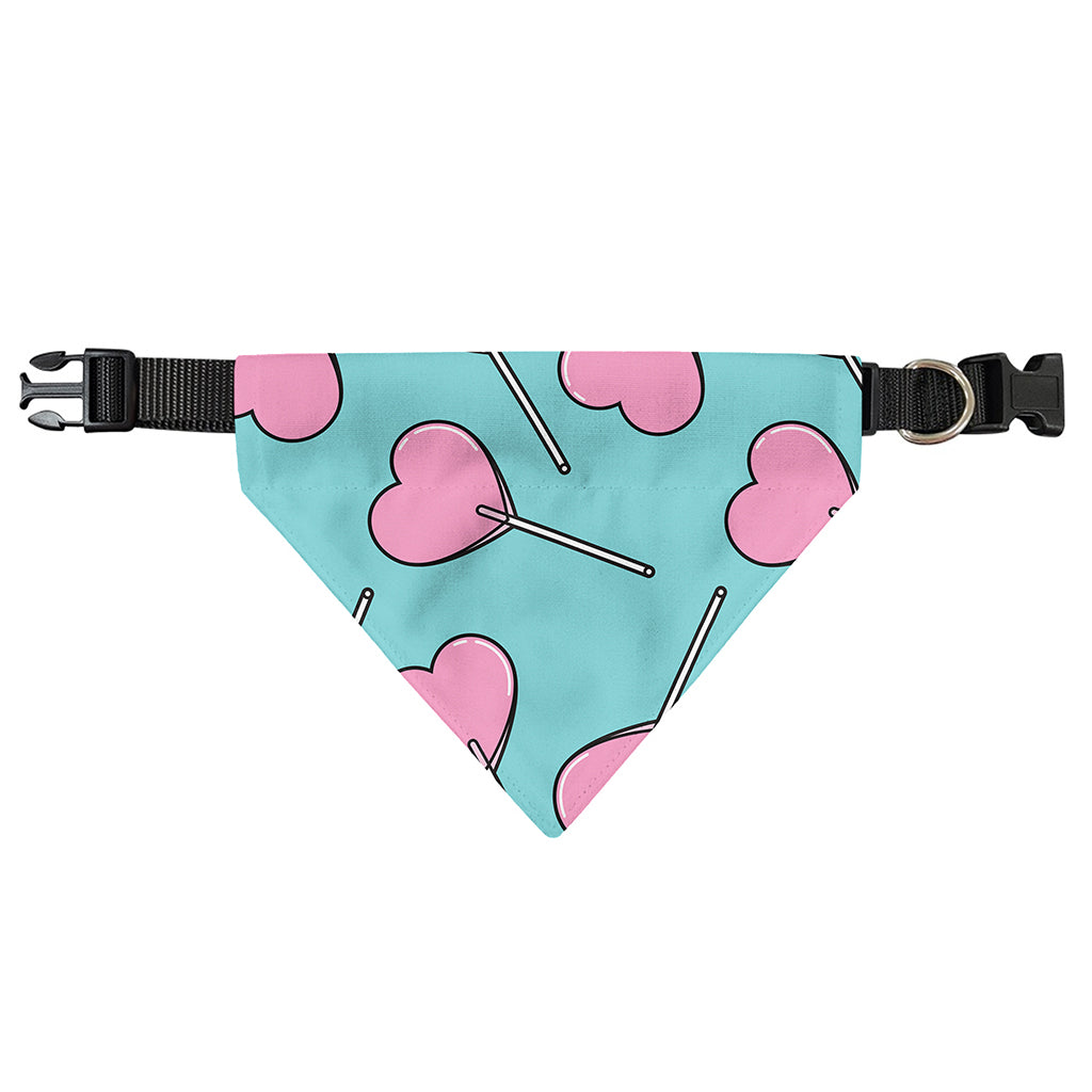 Pink Heart Lollipop Pattern Print Over The Collar Dog Bandana