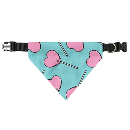 Pink Heart Lollipop Pattern Print Over The Collar Dog Bandana