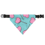 Pink Heart Lollipop Pattern Print Over The Collar Dog Bandana